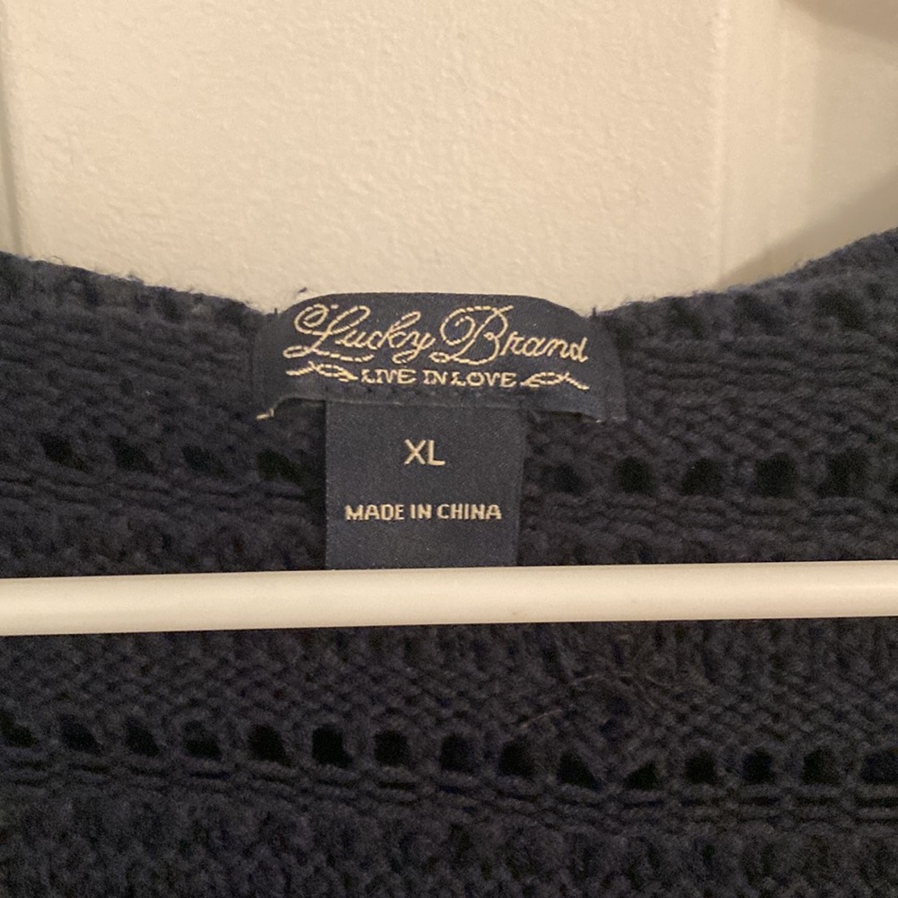 Lucky Brand Navy Blue Cardigan Hooded Sweater - Picture 2 of 4